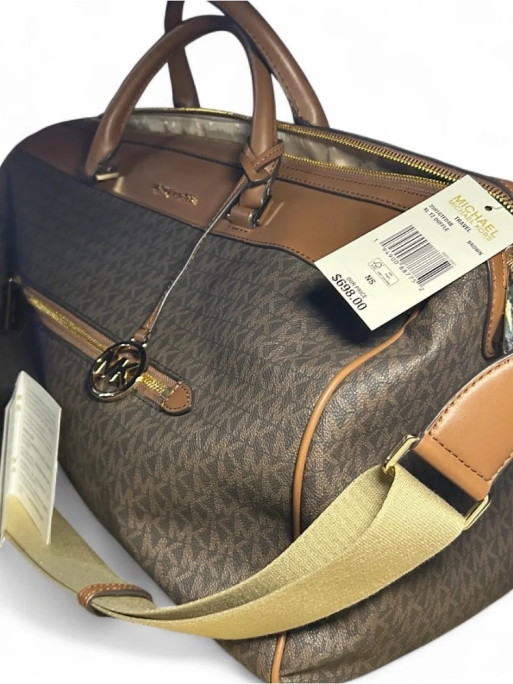 Michael Kors Weekender large duffel with Tan Trim
